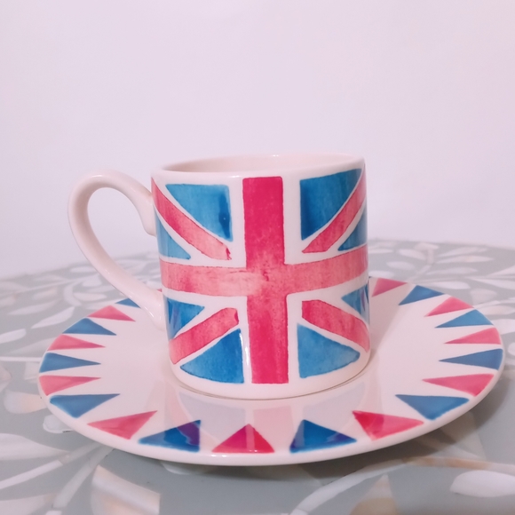 Emma Bridgewater Kitchen Rare Emma Bridgewater Union Jack Espresso Mug Set Mini Cup Saucer